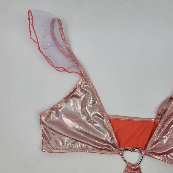 NWOT coral shiny cosplay cutout onepiece w/ heart - Picture 3 of 5